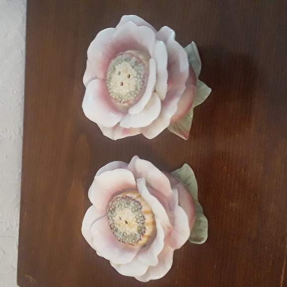 Franz Porcelain Camellia Salt & Pepper Shakers, Beautiful! 🌹🌹 - Picture 2 of 4